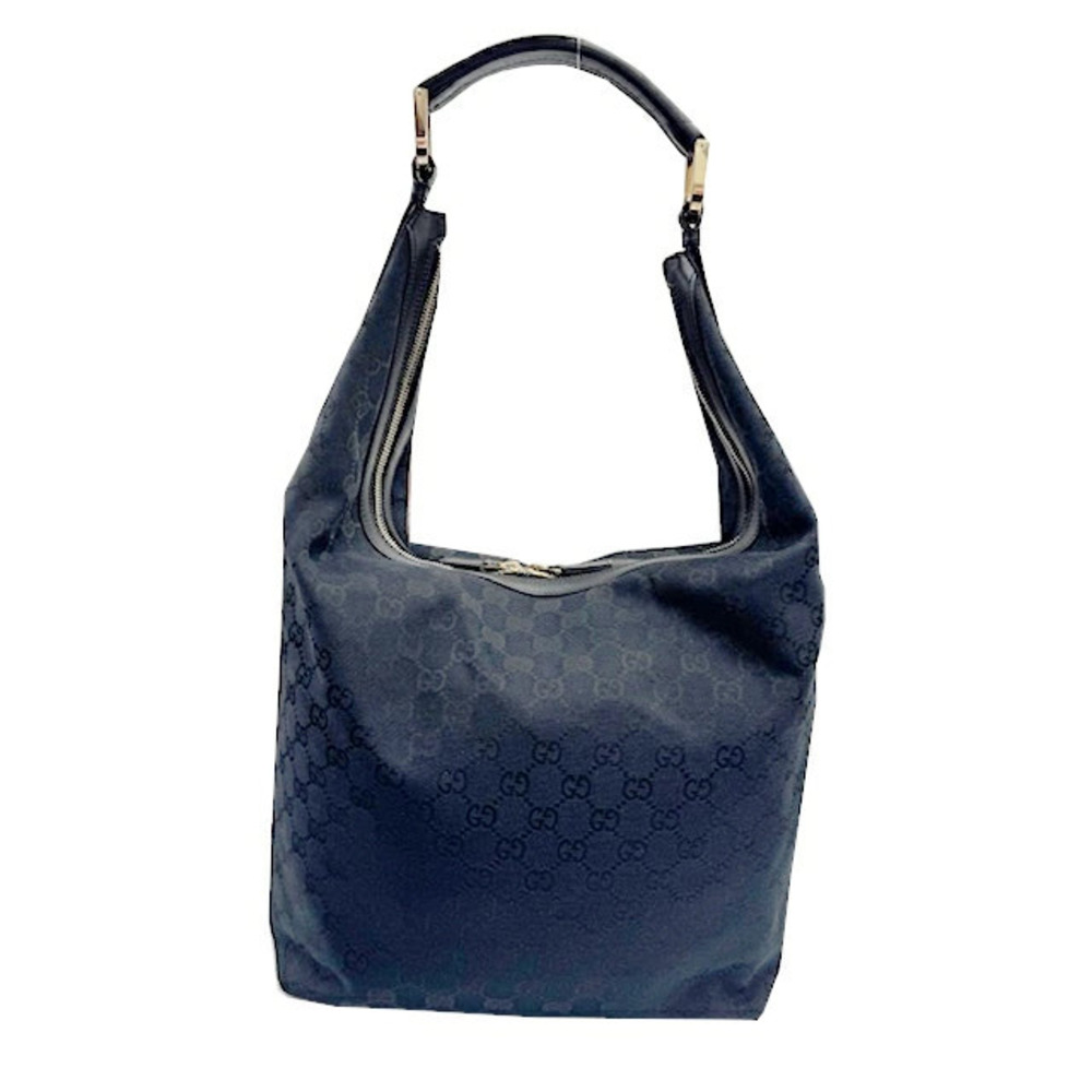 GUCCI One Shoulder Hobo Bag GG Canvas Leather Shoulder